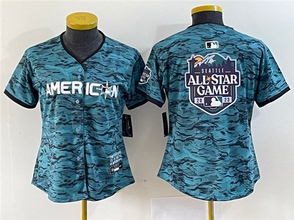 Youth Blank 2023 All-star Teal Big Logo Stitched Baseball Jersey